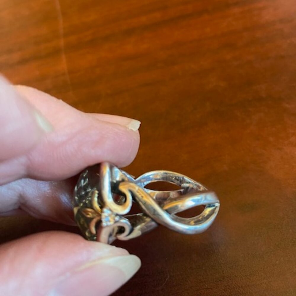 Premium Huge Sparkling Topaz Gem Ann King Sterling Silver & 18K Gold Size 7 Ring - Picture 3 of 7